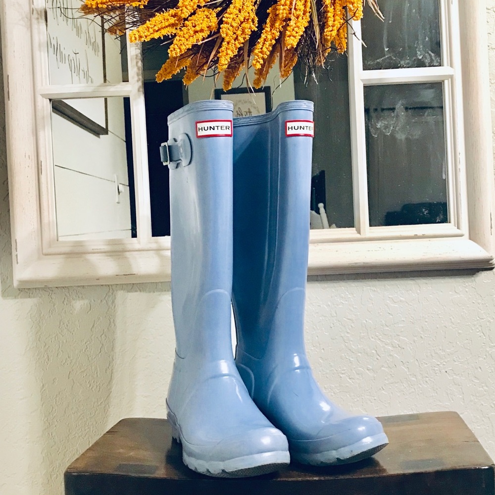 Light Blue Tall Hunter Rain Boots